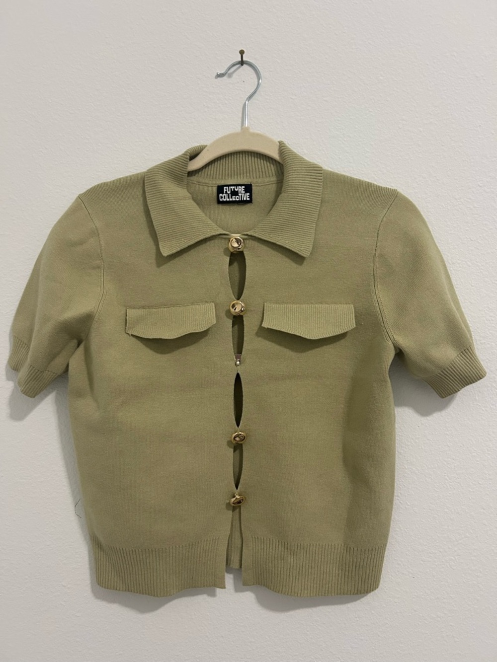 Future Collective Olive Green Short Sleeve Cardigan